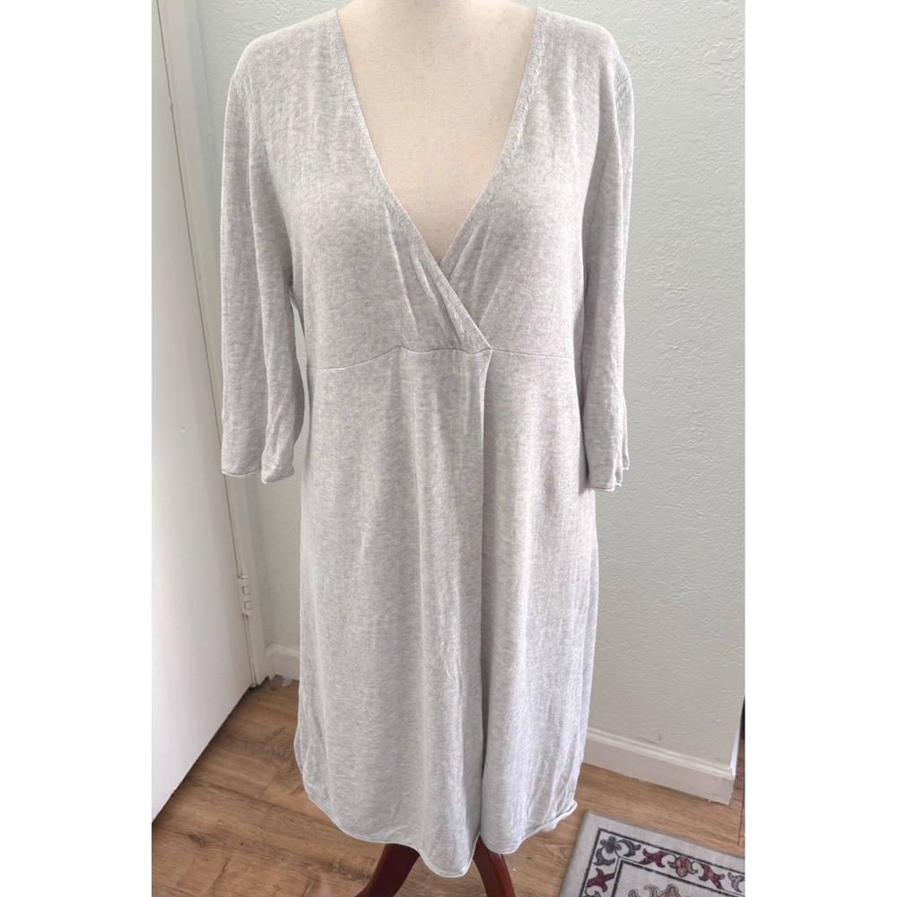 J Jill Pure Jill Linen Blend Faux Wrap Midi Dress Grey Size XL Minimalist Boho